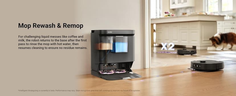 Eureka J15 Pro Ultra Robot Vacuum and Mop with Self Emptying Base, 16,200 Pa Suction, Flex-Arm Design Mop, Auto Mop Hot Water Washing & Hot Air Drying, Anti-Tangle, AI Obstacle Avoidance, Black