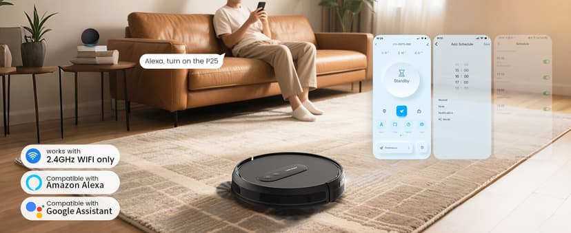 AIRROBO Robot Vacuums with 2800Pa Suction, 3-inch Slim Body, Gyroscope Navigation, Remote & App Control, 600ML Dustbin, Automatic Recharge – Ideal Robot Vacuums Cleaner for Homes