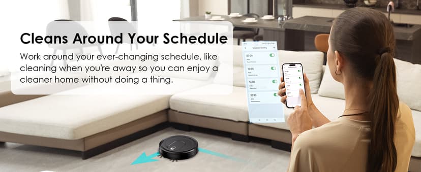 W6+ Robot Vacuum Cleaner,2800Pa Suction,720ml Large Capacity,120 Mins Runtime,Self-Charging Slim Robotic Vacuums,APP/Voice/Remote Control,No Entanglement Suction Port Ideal for Pet (Black)