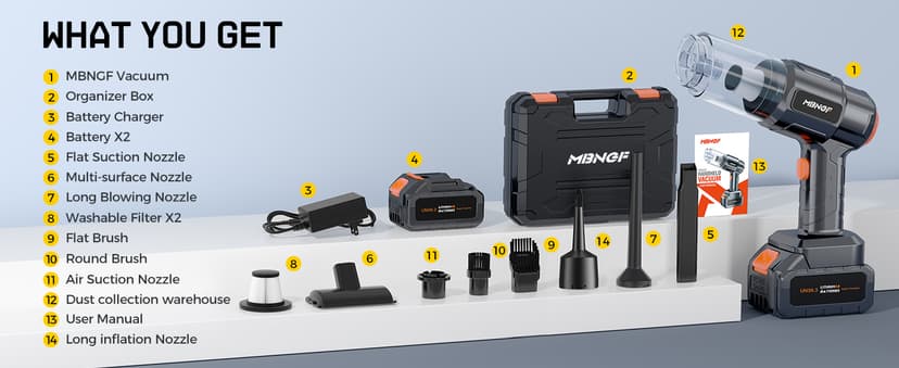 Car Vacuum Portable Cordless, 35000PA High Power Suction & Blower, Wireless Handheld Vacuum Cleaner for Car, Home, Office, Pet(Coal Black)