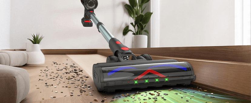 Cordless Vacuum Cleaner,550W/45KP/60Mins Stick Vacuum Cordless Rechargeable for Home/CarPet/Pet Hair/Floor-3 Suction Modes,Smart Screen&Headlight,Self-Standing,Removable Battery,Lighweight,Anti-Tangle