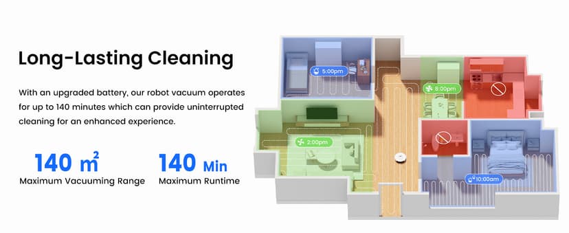 Lefant LiDAR Robot Vacuum and Mop,45-Day Self-Emptying,6000Pa Powerful Suction,Customized Cleaning,Home Mapping,140 Min Runtime,Roller Brush for Carpet,2.4G/5G WiFi/Alexa/APP/iWatch,M2 Plus