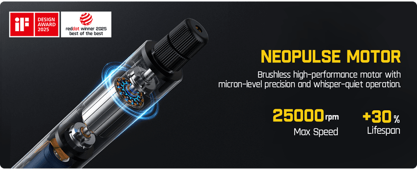 Fanttik F2 Master Mini Cordless Rotary Tool Kit, NeoPulse Motor, 5 Variable Speed, 25000 RPM, Revostor Hub, 35 Accessories, for 3D Printer Sanding, Polishing, Drilling, Carving, DIY Crafts