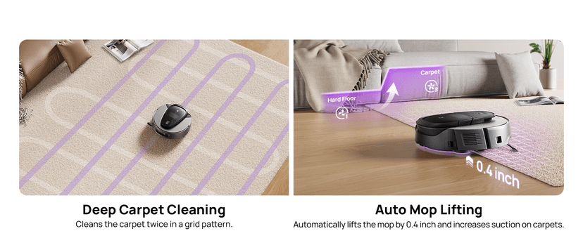 3i G10+ Robot Vacuum and Mop Combo, 18,000 Pa Suction, 60-Day Hands-Free Cleaning with Quiet Debris Compression, Smart LiDAR Navigation, Auto Extension Along Edges, Ideal for Hard Floors & Carpets