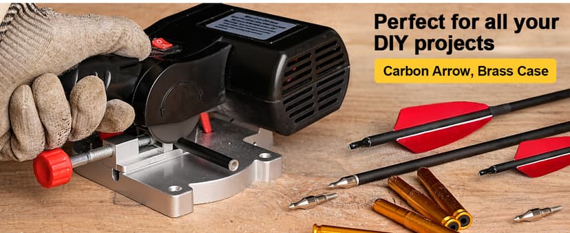 Mini Miter Cut-Off Chop Saw for Metal Cutting, Arrow Shafts, Wood Crafts, Hobby Miniature Model Making, Small Electric Table Saw Tool, 223/5.56 Brass, Cuts Max. 1/2" High x 1/2" Wide