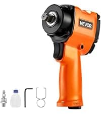 VEVOR 1/2-Inch Air Impact Wrench - High Torque 1400 ft-lbs - Lightweight 4.6 lb - Includes 11-Piece CR-V Steel Impact Socket Set & Carrying Case
