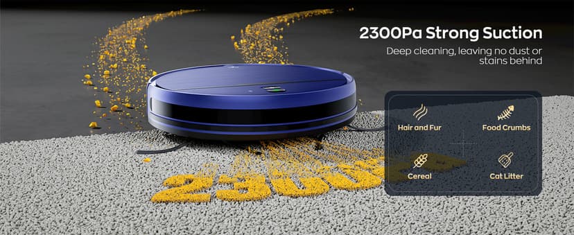 Robot Vacuum and Mop Combo, 2 in 1 Robot Vacuums Cleaner with WiFi/App, Robotic Vacuum with Strong Suction, Schedule, Self-Charging, Slim, Quiet, Ideal for Hard Floor, Pet Hair, Low Pile Carpet