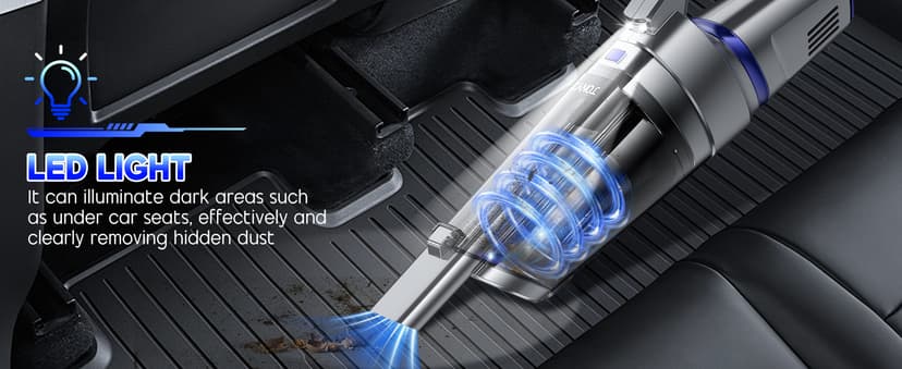 JONYJ Handheld Vacuum Cordless, 16000PA Strong Suction Hand Held Car Vacuum Cleaner, Portable Hand Vacuum Rechargeable with Multi-Nozzles & LED Light for Home, Car, Office, Pets