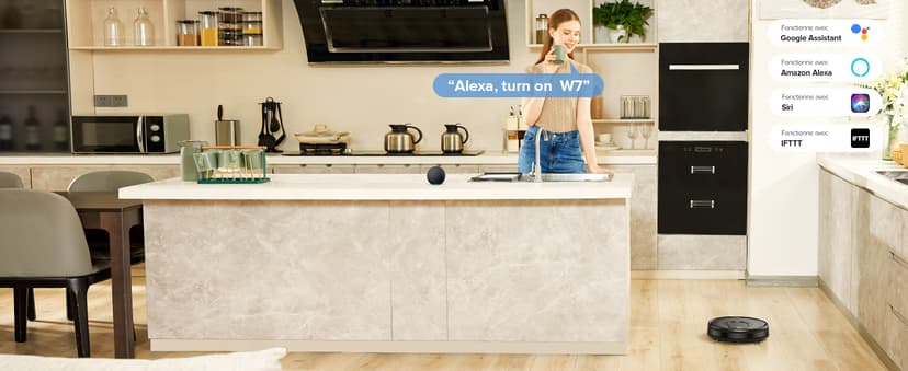 W7 Robot Vacuum and Mop Combo, 2 in 1 Mopping Robotic Vacuum Cleaner with Watertank and Dustbin, Self-Charging, Slim, Max 120mins Runtime for Hard Floor, Carpet Cleaning