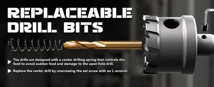 GSTK Upgrade Heavy Duty Carbide Hole Saw 14 Pcs,Metal Steel Hole Saw Drill Bit,TCT Hole Cutter,Alloy Hardness Upgrade, with 2*Extra Titanium Plated Pilot Center Drill and 2*L-Wrench