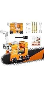 Chainsaw Sharpener Jig Kit, Portable Chainsaw Sharpening Tool with Burr Grinding Stone & Cleaning Brush, Manual Chain Saw Blade Sharpener Attachment for Chain/Electric Saw, Lumberjack, Garden Worker
