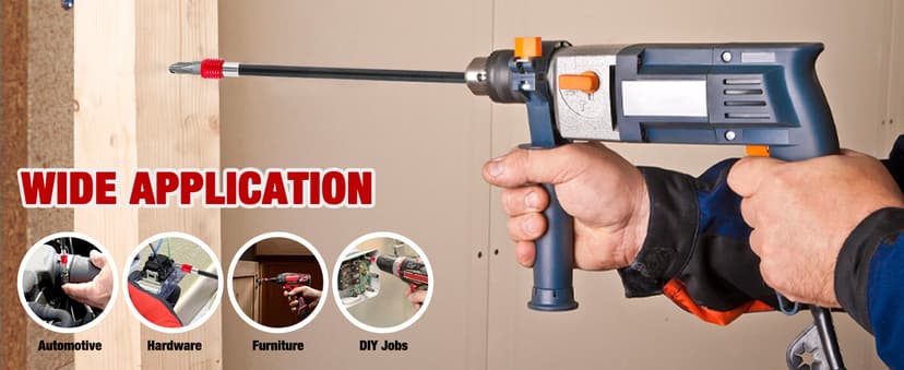 Drill Bit Extension 2/4/6/12’’, Magnetic Bit Holder 4 Pcs, Drill Extension Bit Holder 1/4’’ Hex, Bit Holder for Impact Driver CR-V Steel Quick Release for Screwdriver Bit Nut Drill Socket by XIOGZAXI