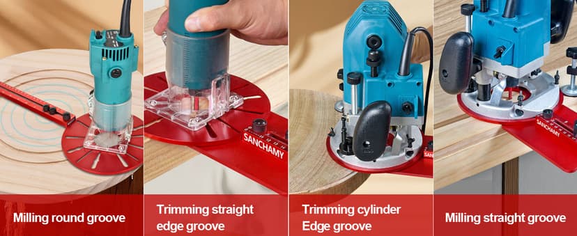 5 In 1 Router Circle Cutting Jig For Cutting/Routing Circle,Aluminum Router Milling Groove Bracket for Straight Or Cylindrical Edges,Adjustable Router Jig and Guide for Woodworking Edging Projects