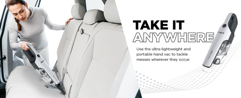 Shark CH963AMZ 2-in-1 Pet Pro Cordless Handheld Vacuum Ultracyclone System, Lightweight and Portable for Car and Home, Rechargeable, Washable Filter, XL Dust Cup, Crevice Tool & Scrubbing Brush, White