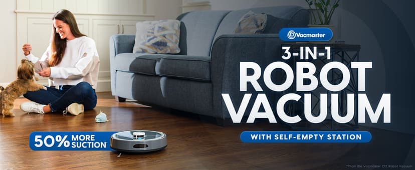 Vacmaster V10i 3-in-1 Robot Vacuum and Mop Combo with Self-Empty Station for 45 Days, LiDAR Navigation,3000Pa Strong Suction, Multi-Floor Mapping for Homes with Pets, Carpet & Hard Floors