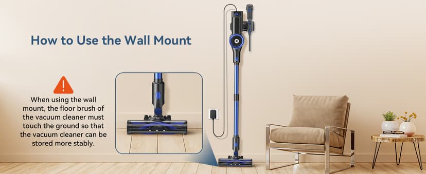 NADALY Cordless Vacuum Cleaner, Stick Vacuum with 3 Powerful Suction Modes, Max 45 Mins Runtime, Anti-Tangle Vacuum Cleaner for Home, 8-in-1 Rechargeable Vacuum for Carpet, Pet Hair, Hard Floors