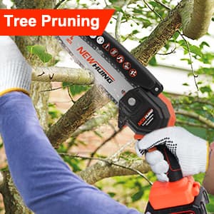 Mini Cordless Chainsaw Kit, Upgraded 6" One-Hand Handheld Electric Portable Chainsaw, 21V Rechargeable Battery Operated, for Tree Trimming and Branch Wood Cutting by New Huing