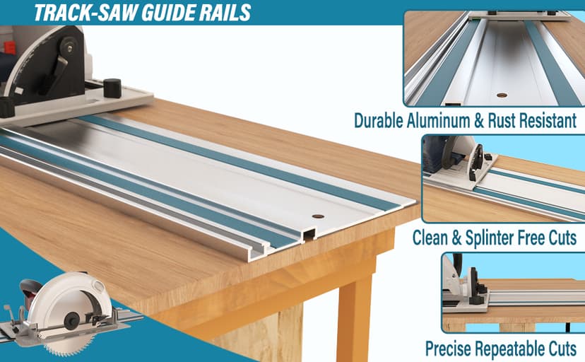 Track Saw Clamp, KITLUCK Quick Release Guide Rail Clamp for Circular Saw Guide Rail System, 6" Clamping Thickness, Universal Wood Track Clamps for Woodworking-2 Pcs