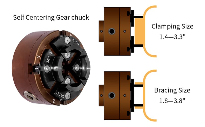 4 Inch Wood Lathe Chuck Set 1"X8TPI Thread & 3/4"X16TPI Adapter, Self-Centering 4 Jaw Wood Turning Chuck