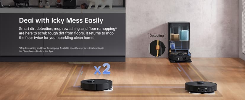 dreame X30 Ultra Robot Vacuum and Mop Combo, Extendable & Liftable Mop, 75Days Self-Emptying Robot Vacuum, 260Mins Runtime, 8,300 Pa Suction, 140°F Self-Cleaning & Auto-Drying Mops