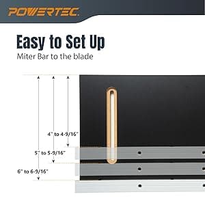 POWERTEC Table Saw Tapering Jig, Small Parts Taper Jig with 3/4" x 3/8" Miter Bar, Adjustable Hold Down Clamp, Non-Slip Grip Strips, Ergonomic Handle - Table Saw Jig Accessories (71875)