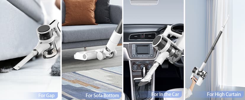 Cordless Vacuum Cleaner, 80,000 RPM Motor and Power Filtration, Stick Vacuum with 2200 mAh Battery, 35 Mins Worktime, 2 Modes, Rotated Multi-Heads, Height-Adjustable Vacuum for Home (Gray Nickel)