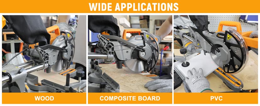 Hoteche 8-1/4-Inch Miter Saw 12.5A Sliding Compound Single Bevel Chop Saw with Laser and Blade for Wood and Metal Working