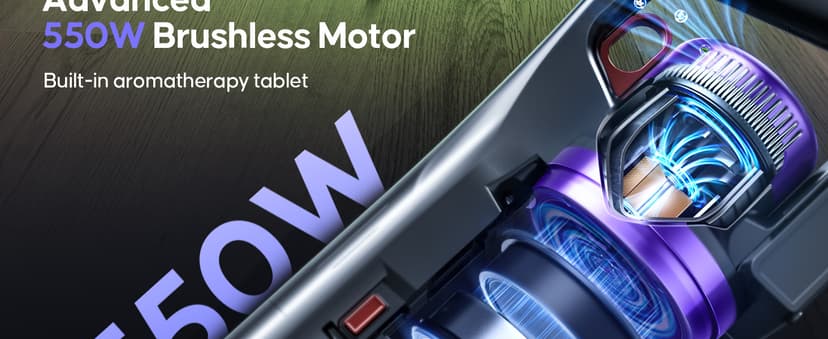 Cordless Vacuum Cleaner, 550W 45KPA 60Mins Vacuum Cleaners for Home, Anti-tangle Stick Vacuum with Rechargeable Battery, Build-in Aromatherapy, Handheld Vacuum Cleaner for Pet Hair/Carpets/Hard Floors