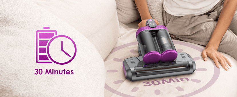 Cordless Mattress Vacuum Cleaner, Bed Vacuum Cleaner with 18Kpa Suction 253.7nm UV-C Light & 80000Rpm Rotation Ultrasonic Tech Double-Cup, Portable Handheld Vacuum for Bed/Fabric Sofa/Carpet Cleaning