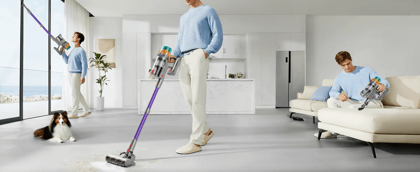 Cordless Vacuum Cleaner, 48KPA 550W 65Mins Self-Standing Vacuum Cleaners for Home, Cordless Stick Vacuum with Oversized Dust Cup, Rechargeable Vacuum for Hardwood Floor, Carpet, Pet Hair