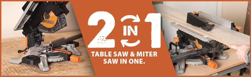 Evolution R8MTS | 8-1/4” Convertible Miter/Table Saw | Multi-Function Saw | 0-45° Bevel & +/- 45° Miter | Multi-Material Cutting: Wood, Plastic, Metal | Compact, Powerful 12A Motor | TCT Blade Incl