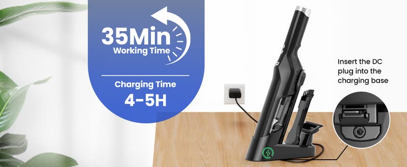 Cordless Handheld Vacuum, 24Kpa Strong Suction Car Vacuum with Brushless Motor, Charging Dock, 2in1 Flat Nozzle, Sofa Brush, 1.5lb Portable HandHeld Vacuum with 2-Speed for Home, Car, Pet, Office