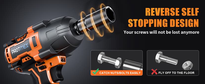 Cordless Impact Wrench, 900Ft-lbs (1200N.m) 1/2" Brushless Impact Gun, 21V High Torque Power Impact Driver, 2x4.0Ah Batteries Electric Impact Motor Variable Speeds for Family Car/Pickup Truck/Mower