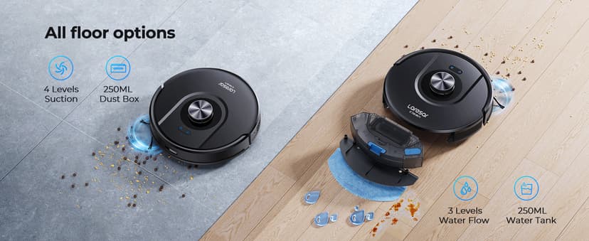 Robot Vacuum and Mop Combo, 5000Pa Robot Vacuum Cleaner with LIDAR Navigation, 3 in 1 Robot Vacuum Mop with Auto Carpet Boost, Self Charging, App/Voice Control, Ideal for Pet Hair,5 Maps