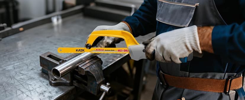 KATA Hacksaw, Compact Hand Operating Hack Saw with 10 Inch Aluminum Frame and 2 Piece Extra Flexible Bi-Metal HSS Blades, Suitable for Wood and Metal (Mini Hacksaw)