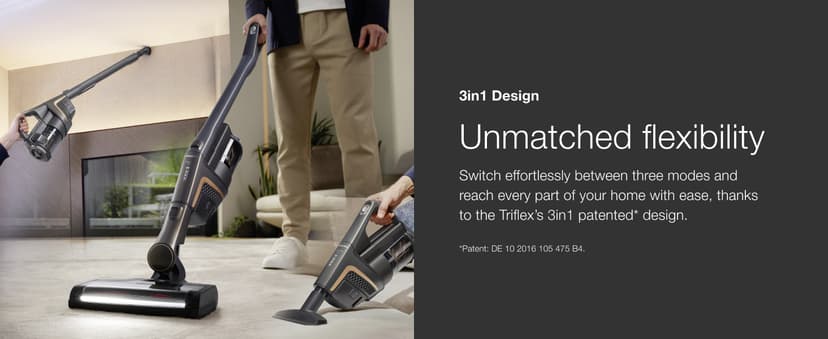 Miele Triflex HX2 Cat & Dog Cordless Stick Vacuum Cleaner, 60 min runtime, Obsidian Black / Rose Gold