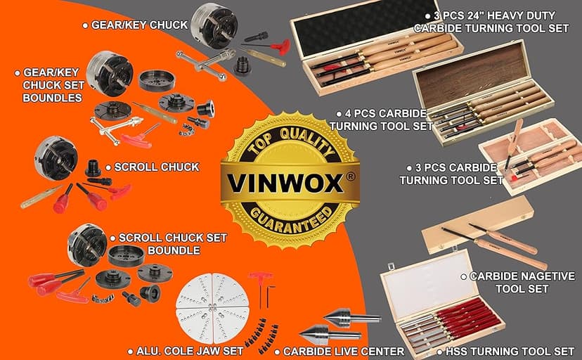 4INCH 4-Jaw Self-Centering Wood Lathe Chuck, 2" Round Jaw Mounted, 1"x8TPI thread & 3/4"x16TPI Adapter, T Allen Wrench, Screw Chuck, SCR4-4, Nickle electric Coating Body