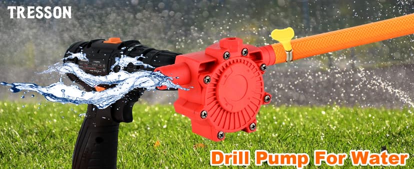 Portable Self Priming Water Drill Pump Attachment,Self Priming Pump Attachment for Drills with Suction and Discharge Hose for Water Oil Fluid Transfer