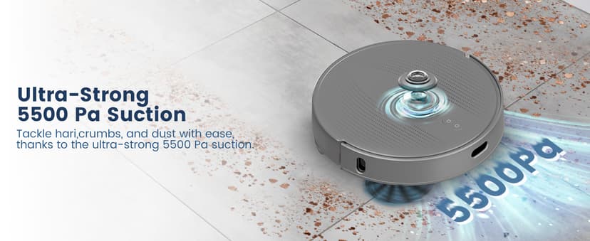 AIRROBO T25+ Robot Vacuum and Mop Combo,5500Pa Powerful Suction, Self-Emptying, 60-Day Capacity, 240 Mins, Smart APP Control, Multi-Floor Mapping,Perfect for Hard Floors, Carpets, and Pet Hair