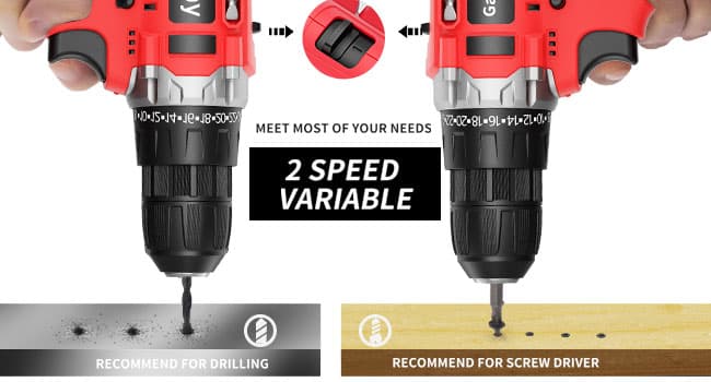 GardenJoy 20v Cordless Drill Set, Power Electric Kit Battery With Charger 30Nm 2-Speed 3/8" Keyless Chuck 24+1 Torque Drill Driver screwdriver Bits with LED Electric Work Light for Women DIY