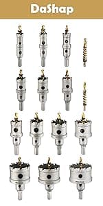 13PCS Bi-Metal Hole Saw Kit with Drill Bits, Carbide Hole Saw Set for Thin Metal and Wood, Cutting Diameter 3/4'' to 3''