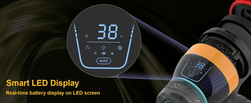 Cordless Vacuum Cleaner,550W/45KP/60Mins Stick Vacuum Cordless Rechargeable for Home/CarPet/Pet Hair/Floor-3 Suction Modes,Smart Screen&Headlight,Self-Standing,Removable Battery,Lighweight,Anti-Tangle