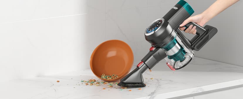 Cordless Vacuum Cleaner, 550W/45Kpa/65Mins Vacuum Cleaners for Home, Self-Standing Stick Vacuum with LED Display, Rechargeable Cordless Vacuum, Lightweight for Carpet, Pet Hair, Hardwood Floor