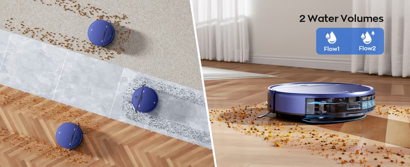 Robot Vacuum and Mop Combo, 2-in-1 Mopping Robot Vacuum Cleaner with 2300Pa Suction, 2.87'' Slim Design, Wi-Fi/App/Voice Control, 3D Obstacle Avoidance&Self-Charging for Hard Floors, Carpets, Pet Hair