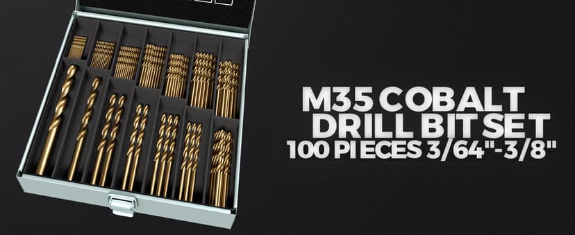 Cobalt Drill Bit Set, 115Pcs M35 High Speed Steel Bits for Hardened Metals, Stainless Steel, Cast Iron and Wooden Plastics, with Metal Index Storage Box