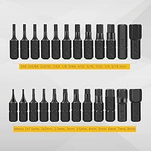 AEJ 49-Pack Screwdriver Bit Set, Hex Head Drill Bit Set, Torx Square Slotted Phillips Bit Set with 1/4" Bit Holder, 1/4 Hex Shank, S2 Steel, 1"Long