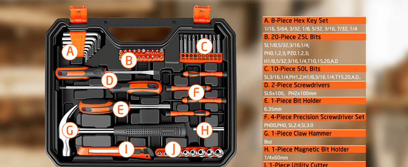 139-Piece Tool Set - Tool Kit with 8V Cordless Drill Driver in ToolBox Storage Case, General Household Drill Set for Home Repairs, Handyman, DIY Projects