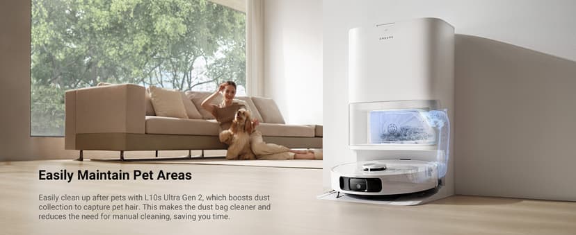 DREAME L10s Ultra Gen 2 Robot Vacuum and Mop, 10,000Pa Suction, MopExtend Technology, All-in-One Base Station, Pet-Friendly, Versatile Carpet Cleaning, DuoScrub Mopping System, Smart Pathfinder Tech