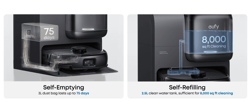 eufy E28 Omni Robot Vacuum and Mop Combo,HydroJet System,with Portable Deep Cleaner for Carpet,20,000Pa Turbo Suction,Zero-Tangling,Corner to Edge Deep Cleaning,with auto All-in-One Station