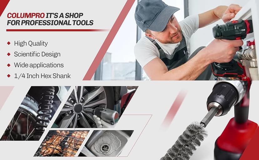 6PCS 304 Stainless Steel Bore Brush Copper Pipe Cleaner, Twisted Wire Drill Brush,1/4 Inch Hex Shank S2 Steel Handle, for Power Drill Plumbing Tools